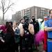 Frozen Leap participants dressed in costumes wait to jump in Ford Lake on Saturday, Feb. 16. Temperatures were subfreezing. Frozen Leap Co-founder Tim Adkins says it's fun but also meaningful. The event benefits SOS Community Services. Daniel Brenner I AnnArbor.com